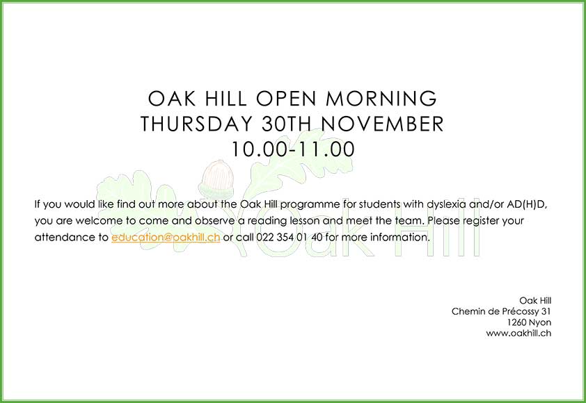 Oakhill Open Morning 30 Nov 2017