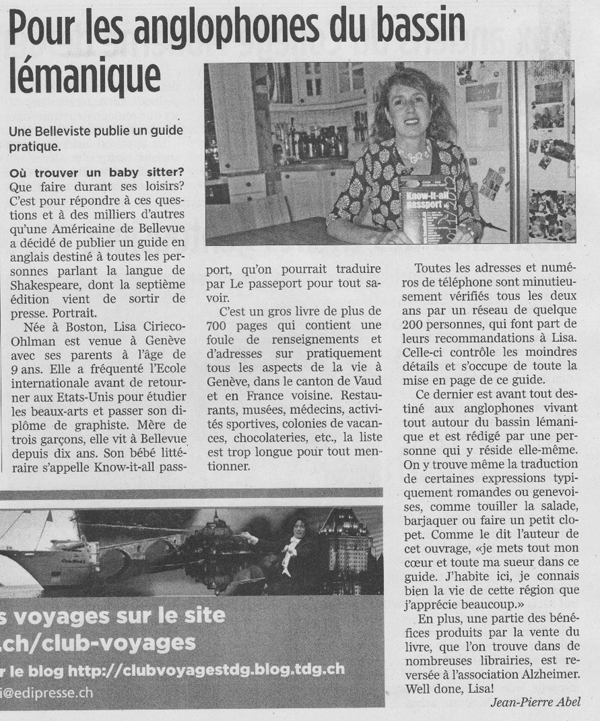 Tribune de Genève: Rives-Lac 06.09.10